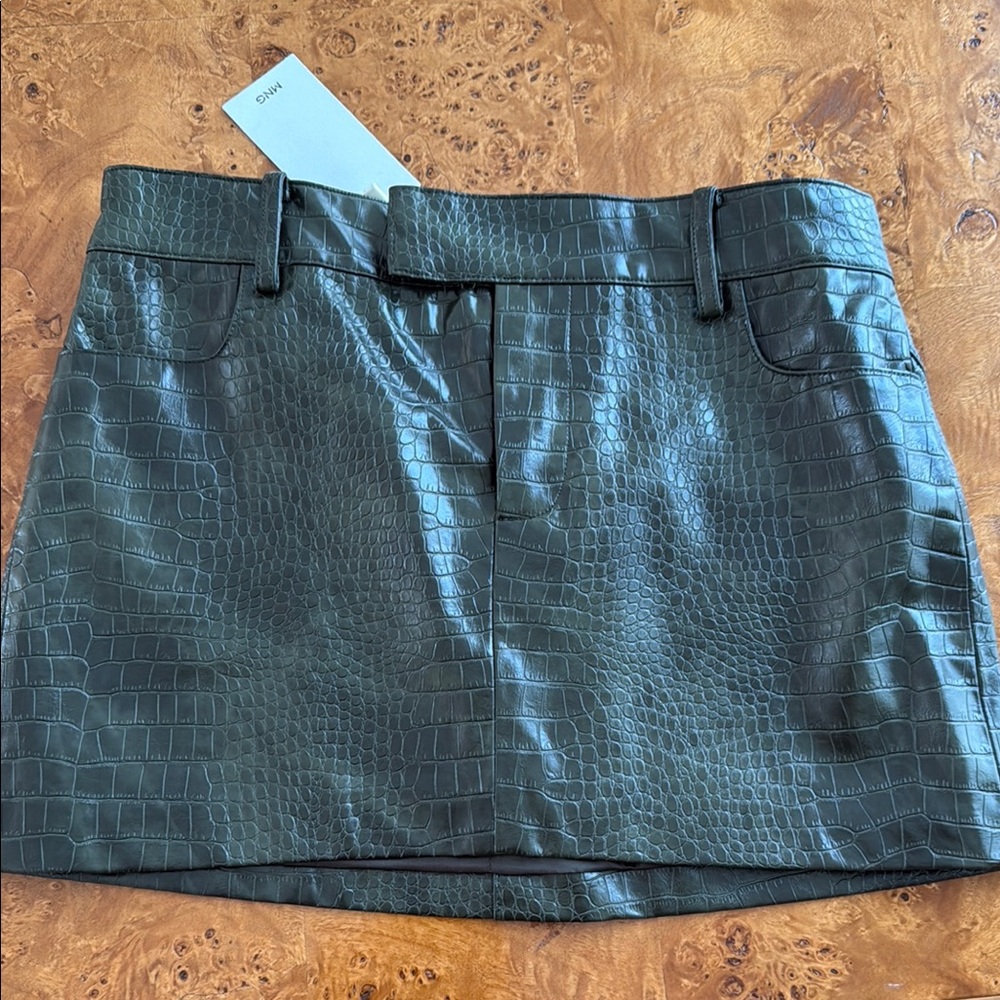 Mango faux croc skirt